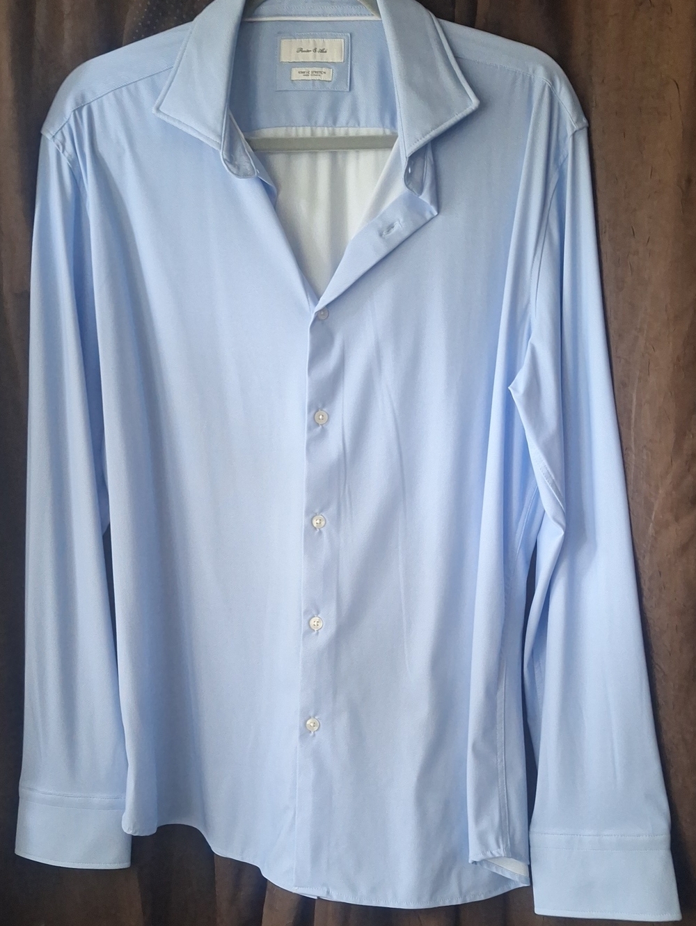 Men's Light Blue Dress Shirt with Spread Collar